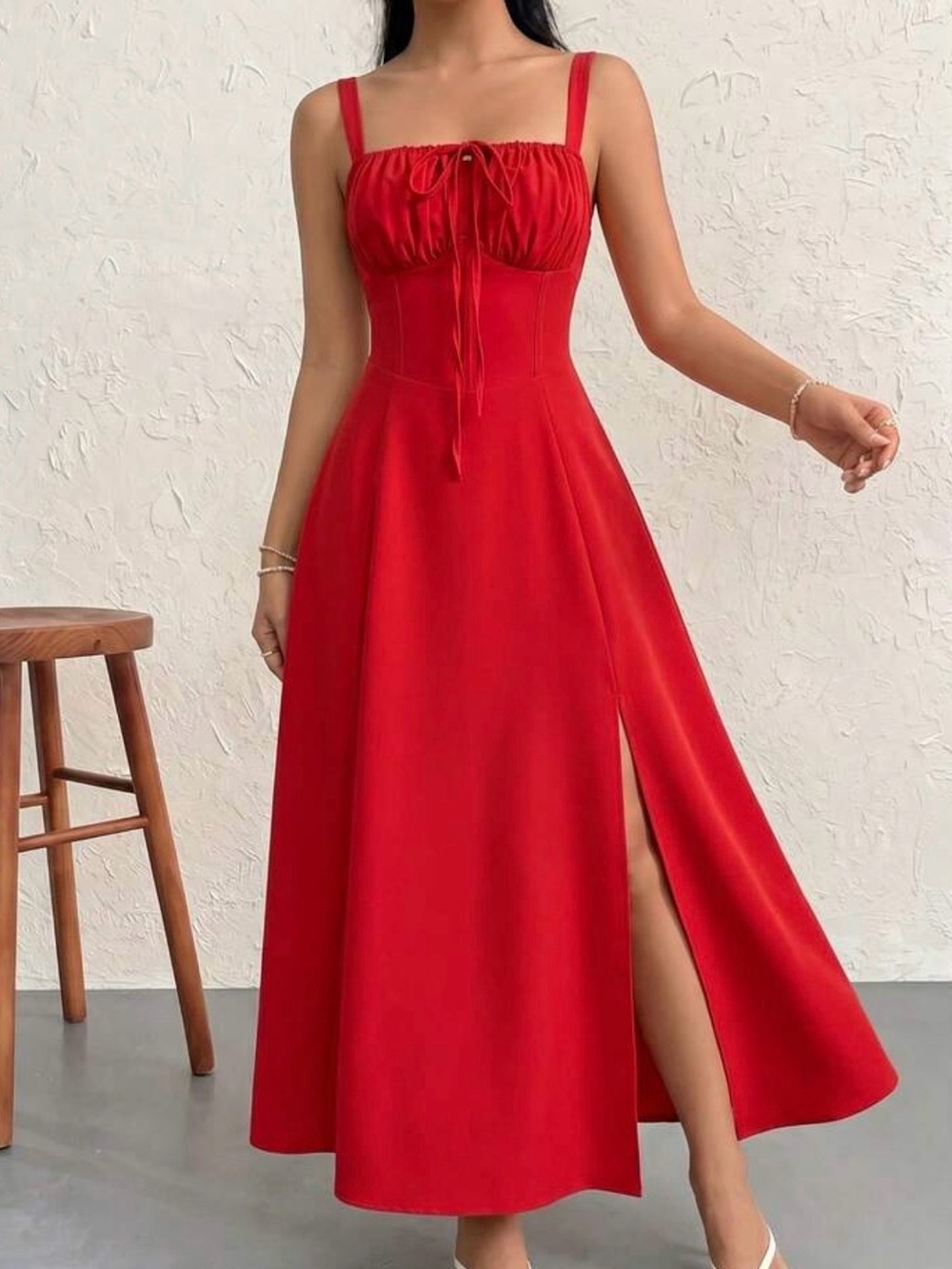 Red Dress Dainty Feminine Parisian Coquette Cottage Ren Faire Euro Summer